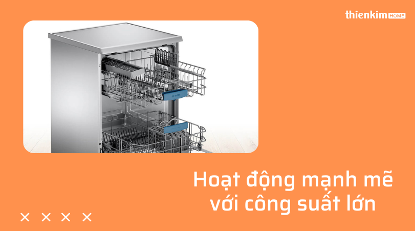 Hoạt động mạnh mẽ với công suất lớn Máy rửa chén độc lập Bosch SMS63L08EA Serie 6